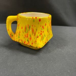 Splatter Yellow Green and Red Creamer Cup Vtg 1970s